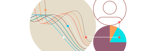 Illustration of a person correlating with metrics on graphs